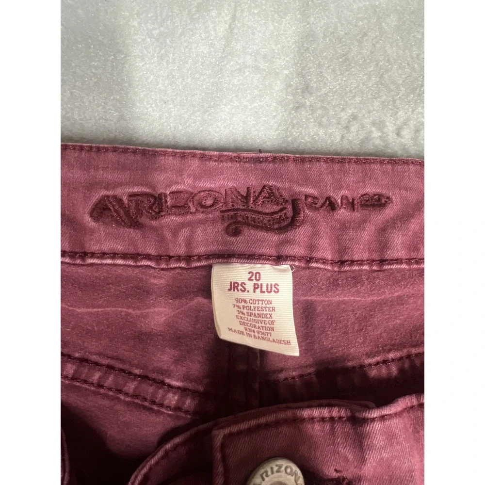 Arizona Jeans Women's Plus Size 20 Burgundy Distressed‎ Jeggings Skinny Fit
